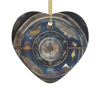 Pendentif de Noël en céramique en forme de cœur YYHWHJDE Tarot boussole Image lisse et lumineuse pour sapin de Noël Décoration de maison et supermarché