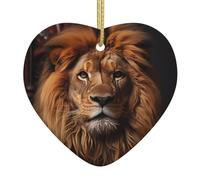 Pendentif de Noël en céramique en forme de cœur YYHWHJDE The Lion's Gaze Motif lisse et lumineux pour sapin de Noël Décoration de maison et supermarché