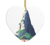 Pendentif de Noël en céramique en forme de cœur YYHWHJDE The Majestic Mount Tai Motif lisse et lumineux pour sapin de Noël, décoration de maison et supermarché