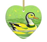 Pendentif de Noël en céramique en forme de cœur YYHWHJDE vert canard image lisse et lumineuse pour sapin de Noël, décoration de maison et supermarché