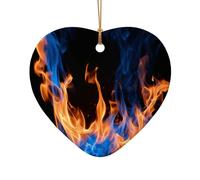 Pendentif de Noël en céramique imprimé flamme bleue, décorations d'arbre de Noël, souvenir Goliday