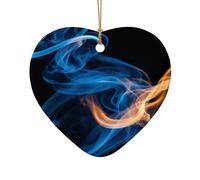 Pendentif de Noël en céramique imprimé flamme bleue, décorations d'arbre de Noël, souvenir Goliday