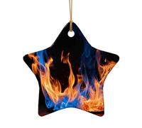 Pendentif de Noël en céramique imprimé flamme bleue, décorations d'arbre de Noël, souvenir Goliday