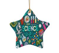 Pendentif de Noël en céramique imprimé sur le thème de la science de dessin animé, décorations d'arbre de Noël, souvenir Goliday