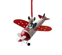 Pendentif de Noël en ferronnerie fabriqué à la main avec Père Noël, bonhomme de neige et élan en avion pour suspendre un arbre ou une décoration saisonnière (cerf)