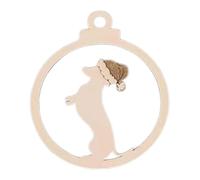 Pendentif de Noël en forme de chien - Découpes de Noël en bois, artisanat de poupée avec trou pour suspendre sur un arbre pour les décorations de vacances vintage