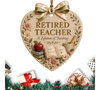 Pendentif de Noël en forme de cœur pour retraite | Décoration de sapin festive pour propriétaires, collègues, enseignants, infirmières, maison, bureau, appartement, salon