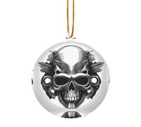 Pendentif de Noël en forme de tête de mort en acier inoxydable - Cadeau décoratif idéal pour décorer une cheminée ou un rebord de fenêtre