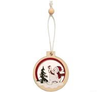 Pendentif De Noël En pour bois Style Européen 8.2-9.0cm Différentes | Natural Wood, Elegant European Design, pour versatile For Trees Or Walls, Approx. 9cm Size, Festive Red Colour