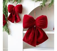 Pendentif de Noël en tissu de velours pour sapin et scènes festives (F-rouge foncé)