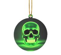 Pendentif de Noël lumineux en acrylique en forme de tête de mort - Cadeau idéal pour décorer une cheminée ou un rebord de fenêtre