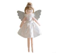 Pendentif de Noël minimaliste moderne avec motif ange fille en velours doux, parfait pour ajouter une touche festive à la décoration saisonnière (blanc)