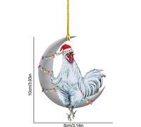 Pendentif de Noël Poulet avec chapeau et écharpe Ornement de Noël suspendu à l'arbre Décoration de fête