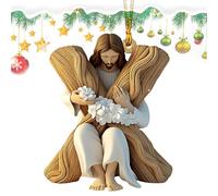 Pendentif de Noël religieux, ornements de lettre de Noël Jésus - Alphabet de Noël Jésus Ornements chrétiens | Décor chrétien de jésus, ornements d'arbre de noël en forme de jésus en acrylique 2d pour