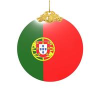 Pendentif de Noël rond en verre avec drapeau portugais - Décoration de sapin festif à suspendre, convient pour Noël et Thanksgiving