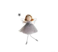 Pendentif de Noël saisonnier à suspendre avec fée ange en tissu pour sapin et décoration de la maison (gris)