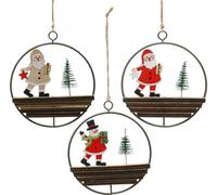 Pendentif de Noël Set Déco Bonhomme de neige Père Noël Ø12cm 3p