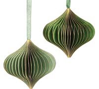 Pendentif de Noël Vintage Vert Or Papier Ø8cm 4pcs