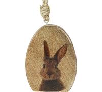 Pendentif de Pâques Lapin Bois Oeuf Décoration naturelle 8x10cm 4er Set