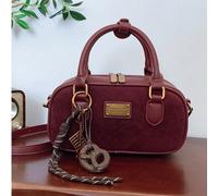 Pendentif de poupée gratuit; Sac bandoulière texturé pour femmes; Nouvelle arrivée automne/hiver; Sac Boston en cuir souple grande capacité pour maman; Trajet quotidien toutes saisons Motif monogramme