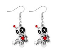 Pendentif de poupée maudite au cœur rouge, dessin animé, collier créatif de diable, boucles d’oreilles cadeau d’Halloween transfrontalier