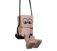 Pendentif de rétroviseur de voiture - Figurine drôle en bois qui secoue l'homme - Ornement créatif de rétroviseur - Accessoire d'intérieur de voiture unique avec design suspendu pour véhicules