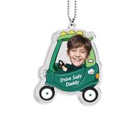 Pendentif De Rétroviseur De Voiture Personnalisé, Photo Amusante à Suspendre Texte Gravé Décoration De Rétroviseur Voiture Cadeaux Pour Père Première Voiture De Fils Filles (Vert - 1Photo)