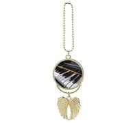 Pendentif de rétroviseur personnalisé en forme de e piano double face - Ornements à suspendre - Accessoires d'intérieur de voiture - Cadeau commémoratif pour homme et femme - Doré