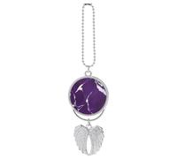 Pendentif de rétroviseur texturé violet foncé - Pendentif miroir porte-bonheur - Décoration de voiture amusante pour bureau, décoration de la maison, style argenté