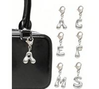 Pendentif de sac à breloque de lettre mignonne en argent bulle - Pendentif en cristal porte-bonheur, lettre de A à Z, parfait pour le printemps/été, breloque de sac en alliage brillant - cadeau parfai