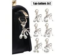 Pendentif de sac à lettre bulle mignonne en argent - Pendentif en cristal porte-bonheur, lettre de A à Z, papillon en zircone cubique, meilleur accessoire pour le printemps/l'été, breloque de sac en a