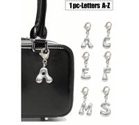 Pendentif de sac de lettres argentées bulles mignonnes-Pendentif de cristal chanceux, lettres de l'alphabet de A à Z, le meilleur article pour l'appariement du printemps et de l'été, pendentif de sac