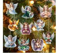 Pendentif de sapin de Noël Décoration d'ange Pendentif pour Noël cadeau d'anniversaire 10 pièces1