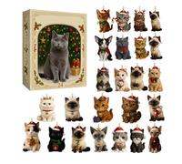 Pendentif de sapin de Noël - Ornements décoratifs - Chat de Noël - Décoration 2D - En acrylique - Pour l'intérieur