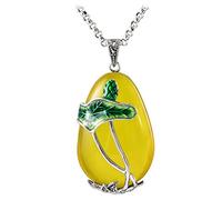 Pendentif de Style Chinois S925 Argent Sterling Style Ethnique Calcédoine Jaune Feuille de Lotus Pendentif Bourgeon Pendentif en Argent Pour Femmependentif Pas de Chaîne, LJBLEUSK