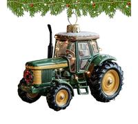 Pendentif de tracteur en acrylique pour arbre de Noël, art plat 2D, souvenir d'hiver, pour jardin, restaurant, ferme, café et fenêtre