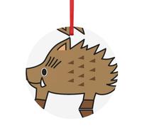 Pendentif de vacances en métal avec impression de sanglier sauvage - Pendentif rond en aluminium pour Noël, décoration de maison et de magasin