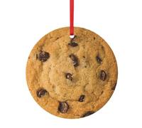 Pendentif de vacances en métal avec imprimé biscuit au chocolat - Pendentif rond en aluminium pour Noël, décoration de maison et de magasin