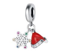 Pendentif de vacances flocon de neige en zircon, accessoire de bracelet à breloques en argent sterling 925, compatible avec le collier de bracelet pandora