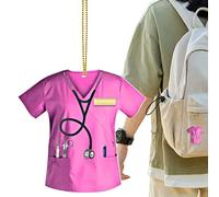 Pendentif De Véhicule En Acrylique - Charme Créatif, Design Plat | Ornement Intérieur Rétroviseur Porte-clés Voiture Porte Fenêtre Accessoire Décoratif Médecin Infirmière Style