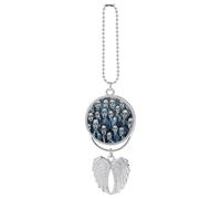 Pendentif de voiture avec visages bleus et noirs, ornement à suspendre pour rétroviseur, décoration automatique pour rétroviseur, porte-clés style argenté