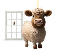 Pendentif de voiture de vache de dessin animé - Ornement d'arbre de Noël décor d'animal de ferme | Décoration de maison double face avec lanière pour porte, sac d'école, ferme, fenêtre, arbres de Noël