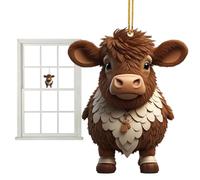 Pendentif de voiture de vache de dessin animé,Ornement d'arbre de Noël décor d'animal de ferme - Ornements d'arbre de Noël double face avec lanière, décoration de la maison pour arbre, porte, fenêtre