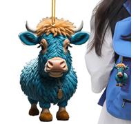 Pendentif de voiture de vache de dessin animé | Pendentif de rétroviseur de décor de vache mignon | Décor de ferme d'animaux de ferme double face avec lanière pour porte, fenêtre, arbres de Noël