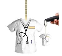 Pendentif de voiture en acrylique - Décoration intérieure de voiture - Pendentif de rétroviseur en forme d'uniforme d'infirmière - Couleurs vives - Décoration intérieure de véhicule pour poignée de