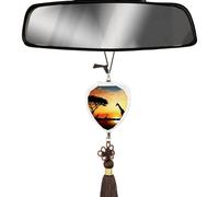 Pendentif de voiture en cristal d'amour pour rétroviseur de voiture - Girafe coucher de soleil - Décoration d'intérieur à suspendre - Accessoires de voiture pour femme et homme - Décoration intérieure