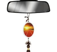 Pendentif de voiture en cristal ellipse - Breloques pour rétroviseur de voiture - Piste de course à pied - Coucher de soleil - Décoration d'intérieur à suspendre - Accessoires de voiture pour femme et