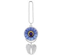 Pendentif de voiture en forme d'abeille en forme de cœur de fleur pour rétroviseur de voiture - Décoration automatique pour rétroviseur - Porte-clés - Argenté