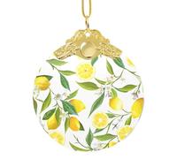 Pendentif décoratif en verre multi-usage avec anneau en métal Motif citrons tropicaux frais 7,6 cm
