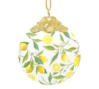 Pendentif décoratif en verre multi-usage avec anneau en métal Motif citrons tropicaux frais 7,6 cm